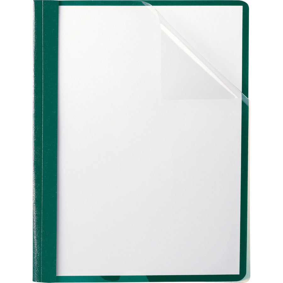 Oxford Letter Report Cover - 8 1/2" x 11" - 100 Sheets Capacity - 3 x Tang Fastener - 1/2" for Folder - Leatherette - Hunter Green - 10% Recycled - 25 / Box