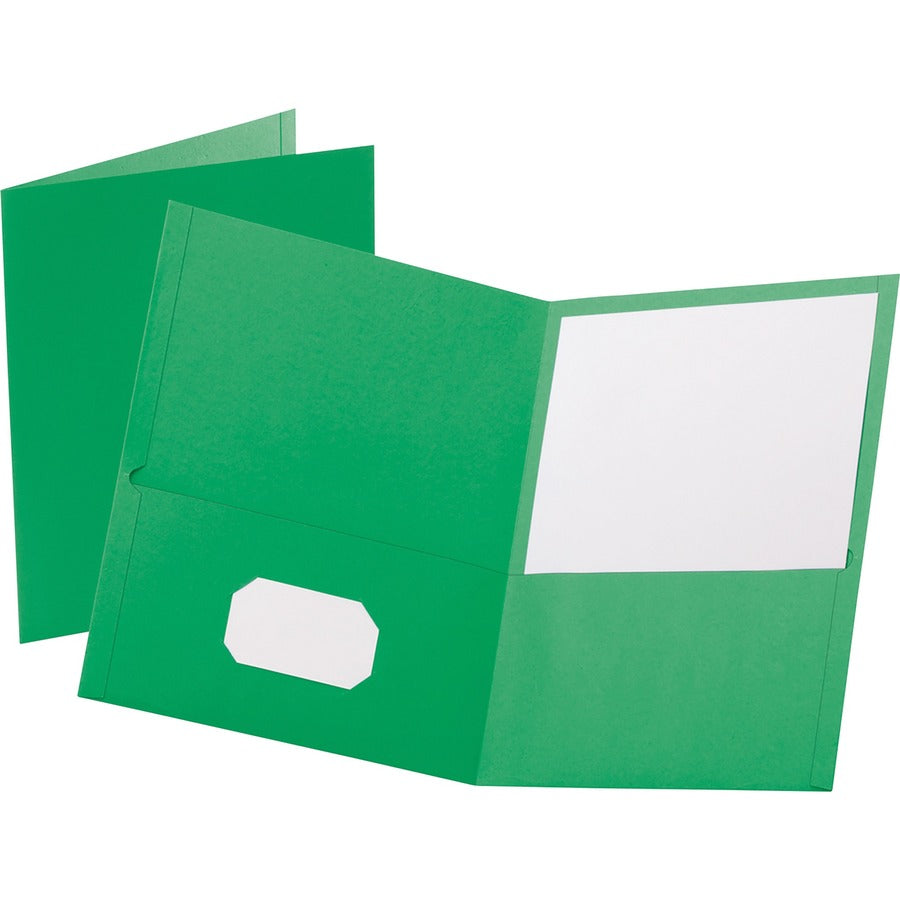 Oxford Letter Pocket Folder - 8 1/2" x 11" - 100 Sheets Capacity - 2 Internal Pocket - Leatherette - Light Green - Turned Edge - 10% Recycled - 25 / Box
