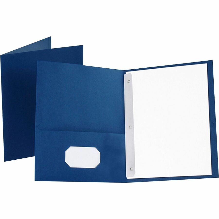 Oxford Letter Pocket Folder - 8 1/2" x 11" - 85 Sheets Capacity - 3 Fastener - 1/2" for Folder - 2 Inside Front & Back Pocket - Leatherette - Blue - Tear Resistant, Durable, Punched - 10% Recycled - 25 / Box
