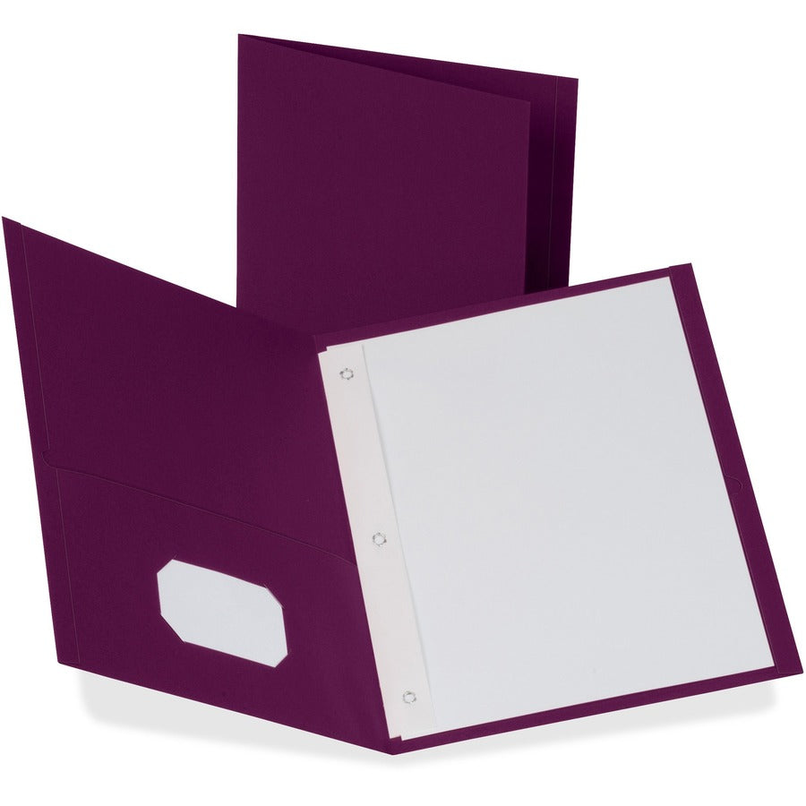 Oxford Letter Pocket Folder - 8 1/2" x 11" - 3 Fastener - 1/2" for Folder - 2 Inside Front & Back Pocket - Leatherette - Burgundy - Tear Resistant - 10% Recycled - 25 / Box