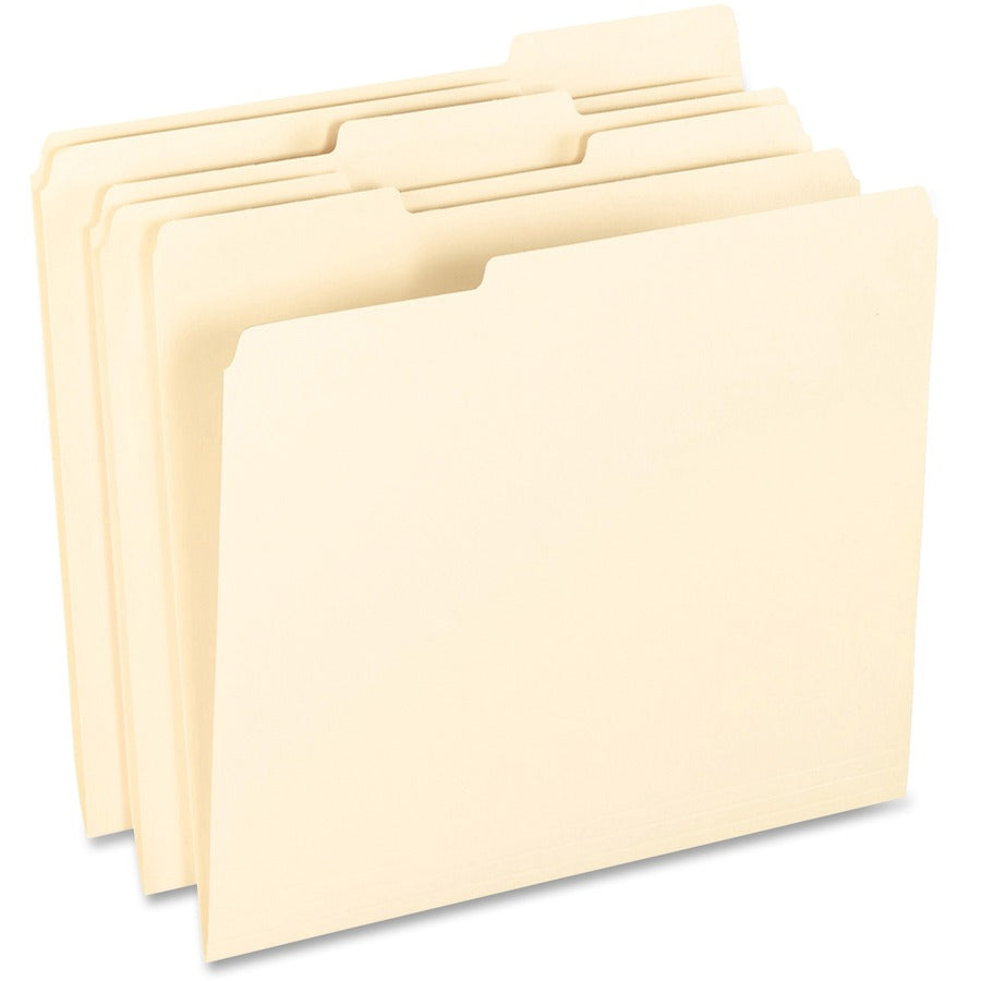 Pendaflex 1/3 Tab Cut Letter Recycled Top Tab File Folder - 8 1/2" x 11" - Top Tab Location - Assorted Tab Position - 11 pt. - Manila - Acid-free - 10% Recycled - 100 / Box