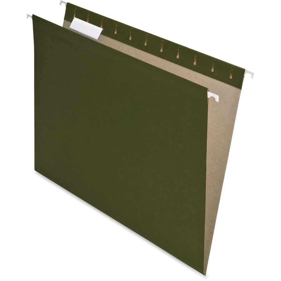 Pendaflex 1/5 Tab Cut Letter Hanging Folder - 8 1/2" x 11" - Green - 100% Recycled - 25 / Box
