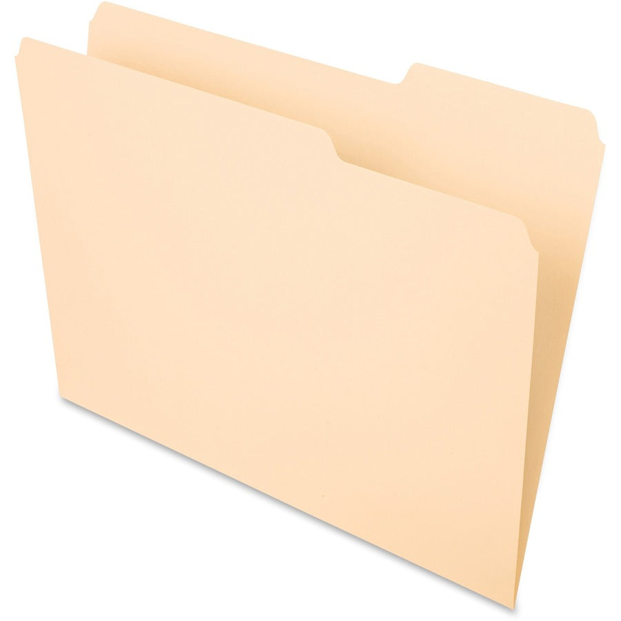 Pendaflex Essentials 1/3 Tab Cut Letter Top Tab File Folder - 8 1/2" x 11" - 3/4" Expansion - Top Tab Location - Right Tab Position - 11 pt. - 1 Plys - Manila Paper - Manila - Corner - 10% Recycled - 100 / Box