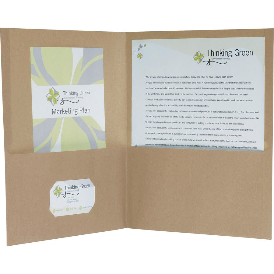 Pendaflex Oxford Letter Pocket Folder - 8 1/2" x 11" - 100 Sheets Capacity - 2 Pocket - Fiber - Natural - Tear Resistant - 100% Recycled - 25 / Box