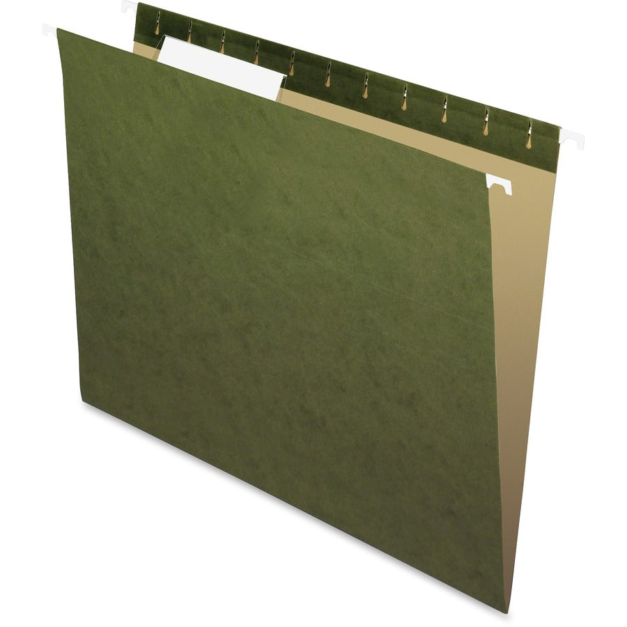 Pendaflex Essentials 1/3 Tab Cut Letter Hanging Folder - 8 1/2" x 11" - Standard Green - 95% Recycled - 25 / Box