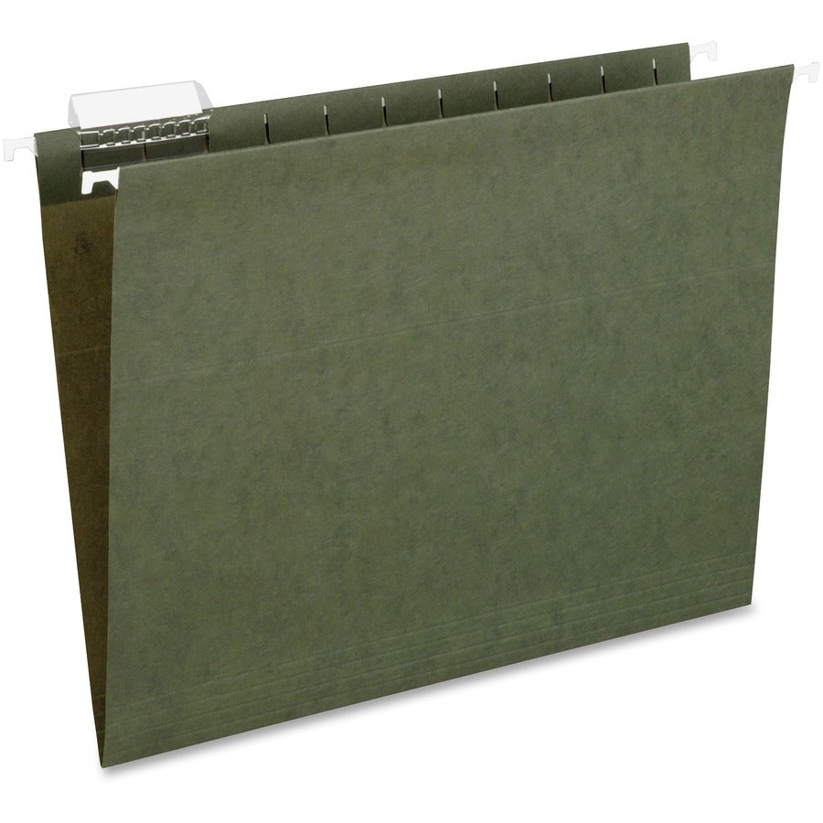 Pendaflex Essentials 1/5 Tab Cut Letter Hanging Folder - 8 1/2" x 11" - Standard Green - 100% Recycled - 25 / Box