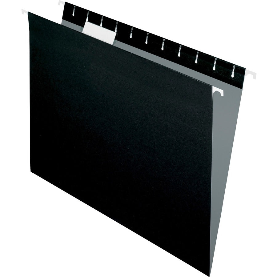 Pendaflex Essentials 1/5 Tab Cut Letter Hanging Folder - 8 1/2" x 11" - Black - 100% Recycled - 25 / Box
