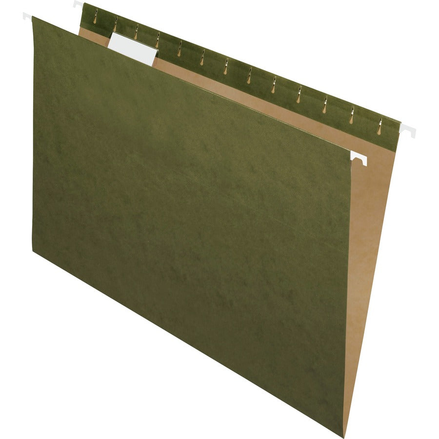 Pendaflex Essentials 1/5 Tab Cut Legal Hanging Folder - 8 1/2" x 14" - Standard Green - 100% Recycled - 25 / Box