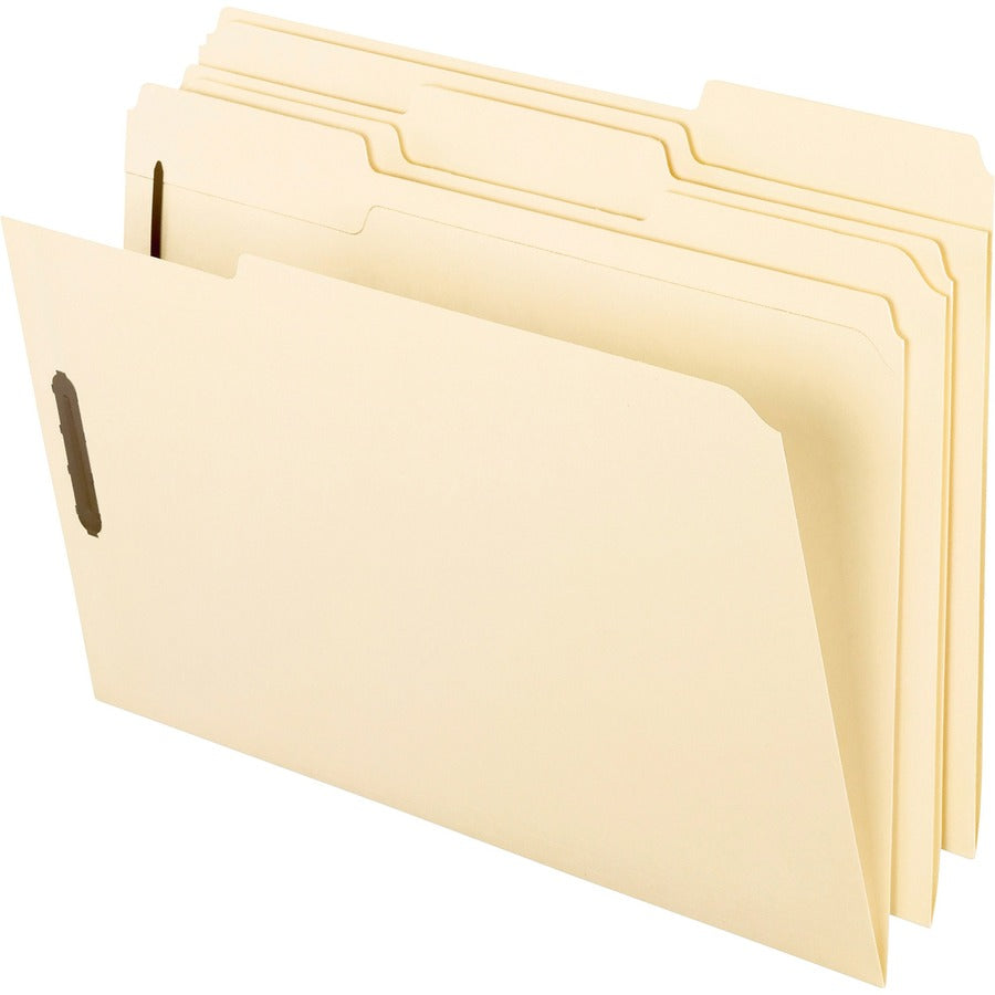 Pendaflex 1/3 Tab Cut Letter Top Tab File Folder - 8 1/2" x 11" - 2 Fastener - 2" for Folder - Top Tab Location - Assorted Tab Position - 11 pt. - Manila Paper - Manila - Reinforced Tab, Heavyweight Cover, Embossed, Durable - 10% Recycled - 50 / Box