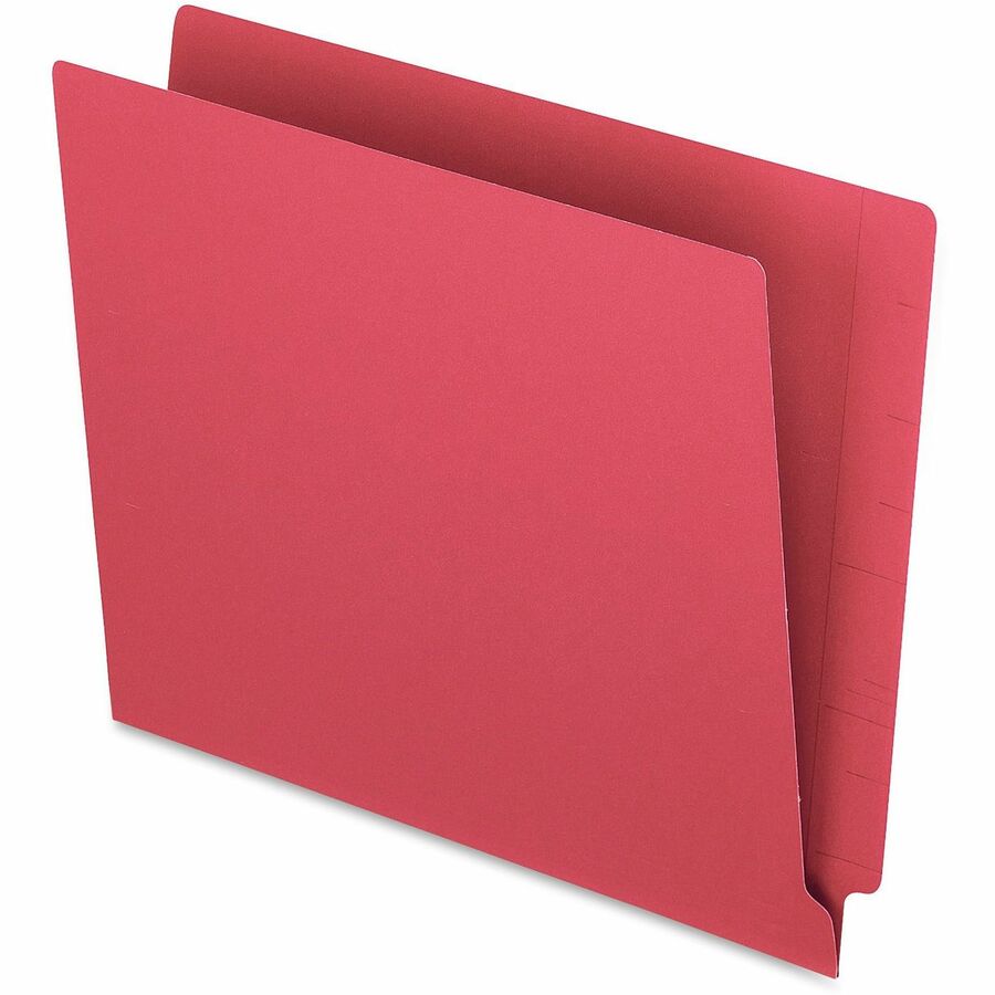 Pendaflex Letter End Tab File Folder - 8 1/2" x 11" - 11 pt. - 2 Plys - Red - Heavyweight Cover, Reinforced Tab - 10% Recycled - 100 / Box