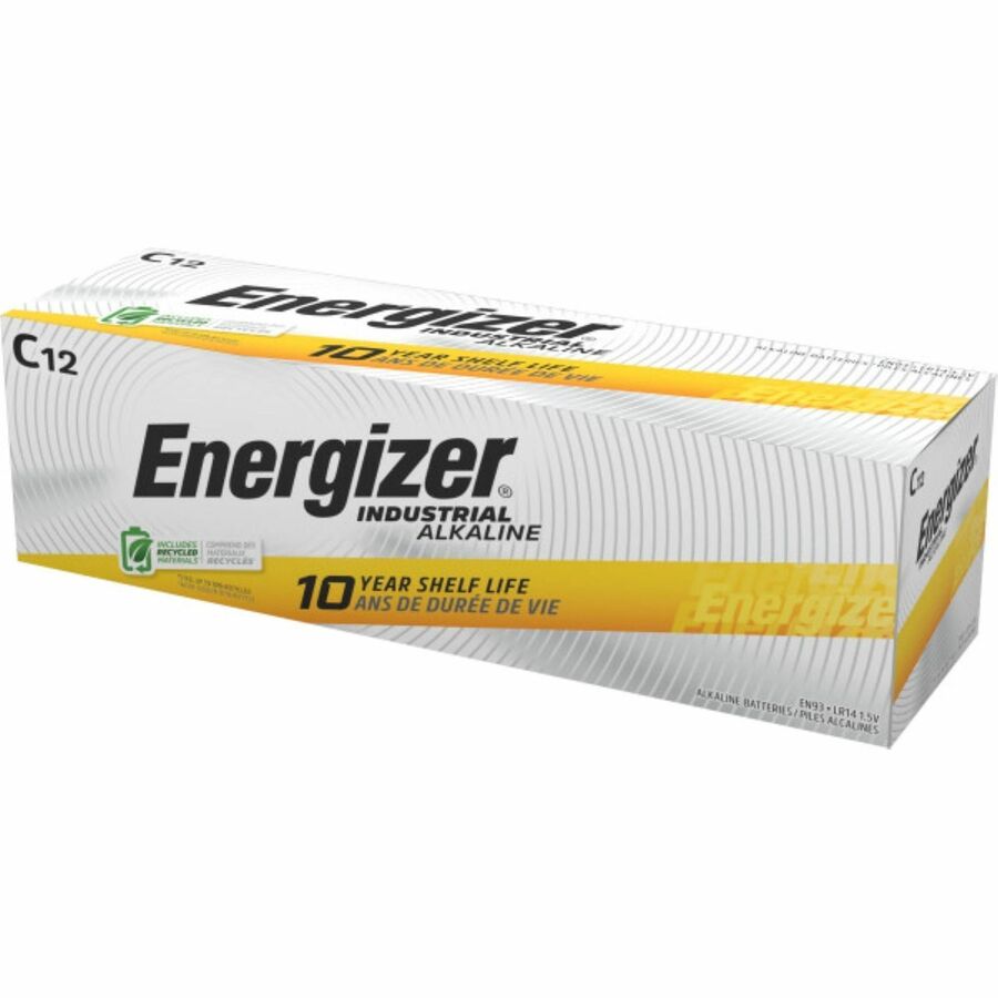 Energizer Industrial Battery - For Electronics, Construction, Facility Maintenance, Medical Center, Office, Classroom - C - 10 Year Shelf Life - 12 / Box