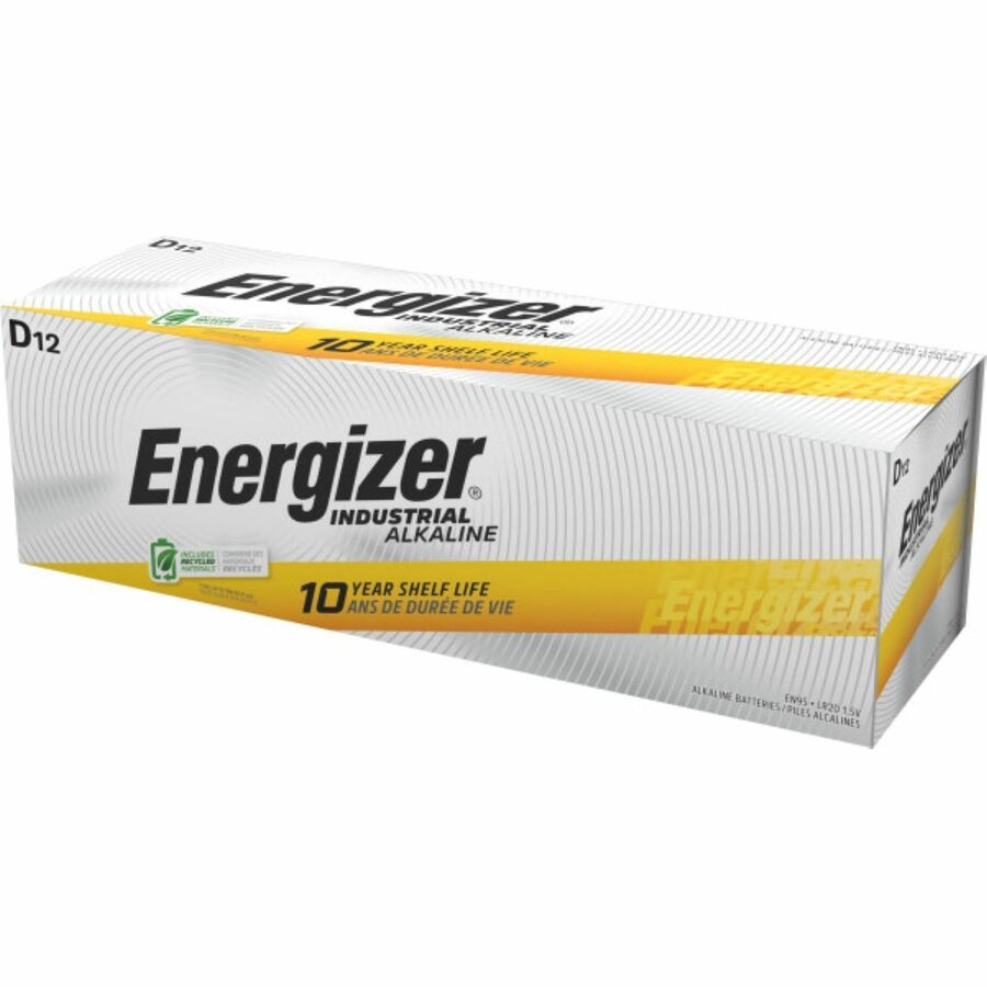 Energizer Industrial Battery - For Construction, Facility Maintenance, Repair, Medical Center, Office, Classroom, Electronics - D - 10 Year Shelf Life - 12 / Box