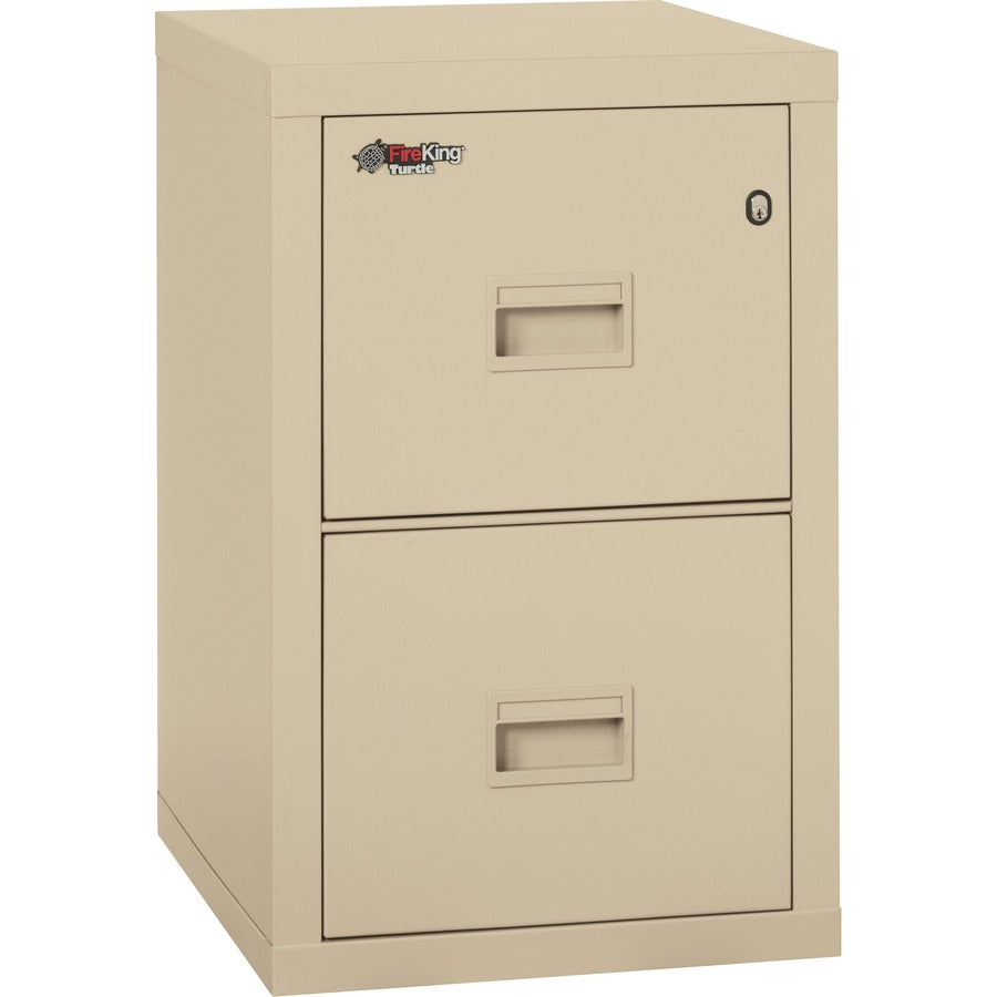 FireKing Insulated Turtle File Cabinet - 2-Drawer - 17.7" Width x 22.1" Depth x 27.7" Height - 2 x Drawer(s) for File - Letter, Legal - Fire Resistant - Parchment - Powder Coated - Steel