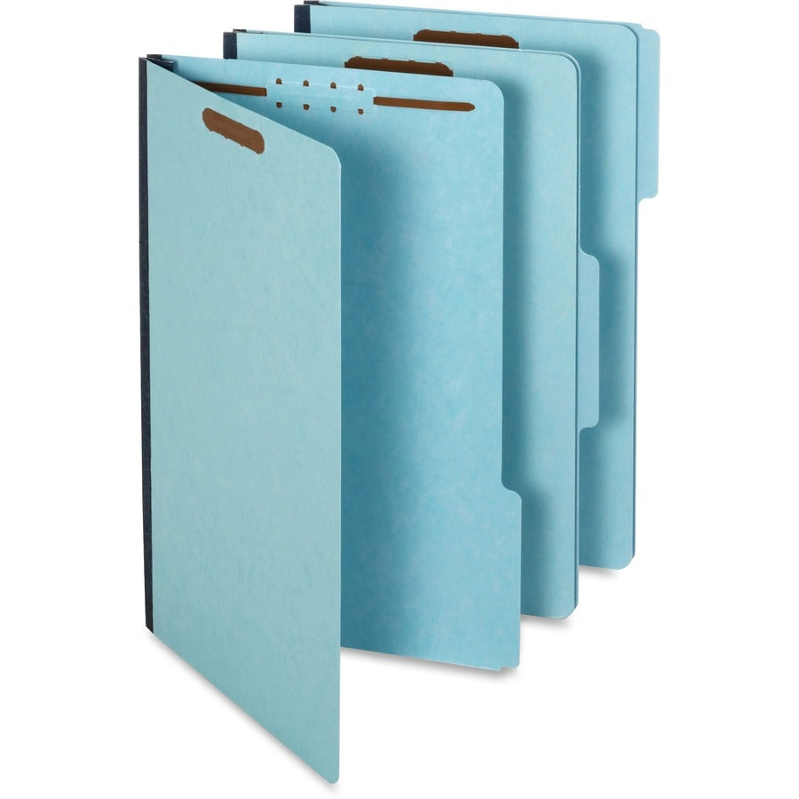 Pendaflex 1/3 Tab Cut Legal Classification Folder - 8 1/2" x 14" - 1" Expansion - 2 Fastener - 2" for Folder - Top Tab Location - Assorted Tab Position - 25 pt. - Pressboard - Blue - Tyvek Tape Spine, Heavy Duty, Durable - 60% Recycled - 25 / Box