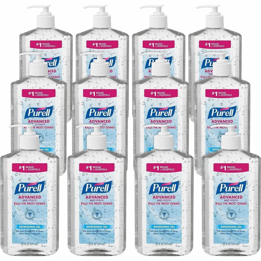 PURELL®, Advanced Hand Sanitizer - Clean Scent - 20 fl oz - Pump Bottle Dispenser - Hand, Skin - Moisturizing - Clear - Triclosan-free, Paraben-free, Phthalate-free - 12 / Carton
