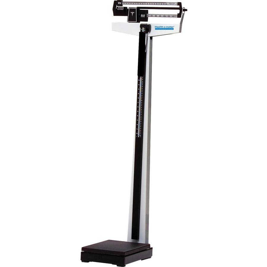 Health o Meter Dual-Reading Beam Scale - 390 lb / 180 kg Maximum Weight Capacity - 84" Maximum Height Measurement - Black, Silver - 1 Each