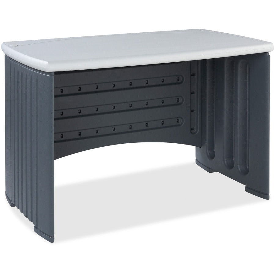 Iceberg Dent and Scratch Resistant Computer Desk - Silver Rectangle Top - Charcoal Gray Base - 30" Height x 46" Width x 24.50" Depth - Assembly Required - Polyethylene - 1 Each