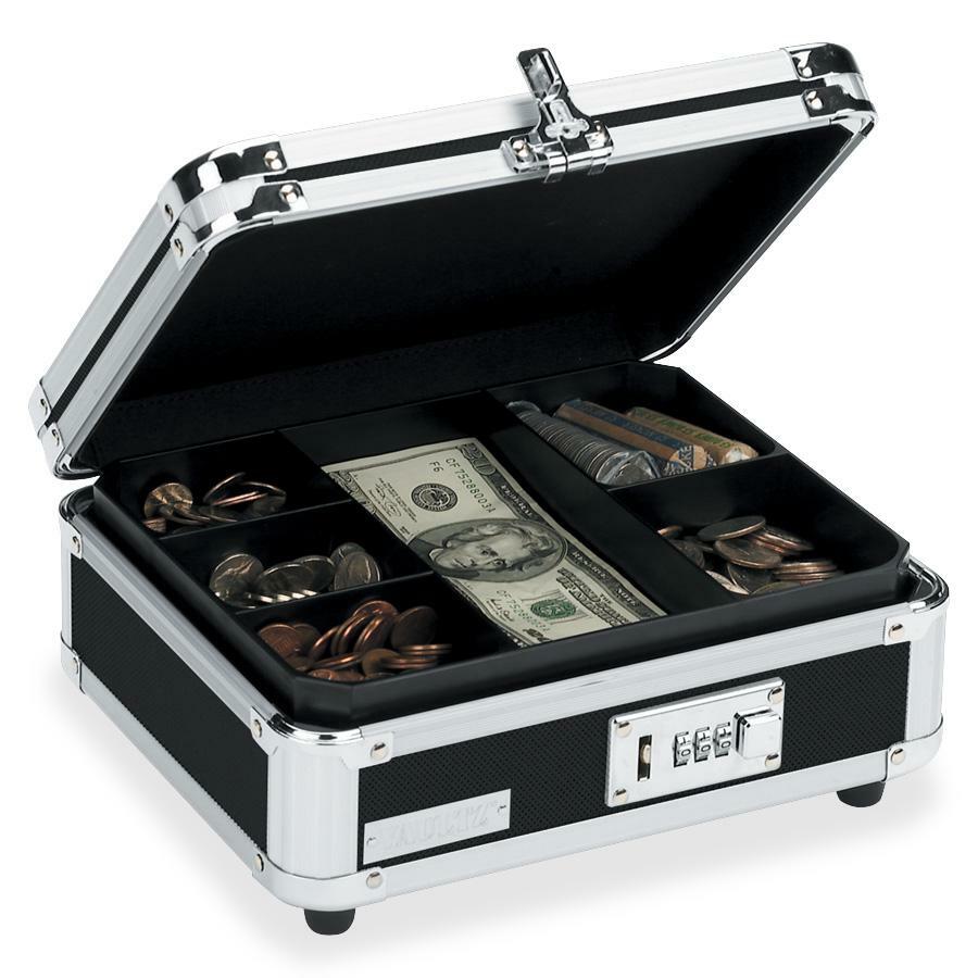 Vaultz Locking Cash Box - Plastic - Chrome