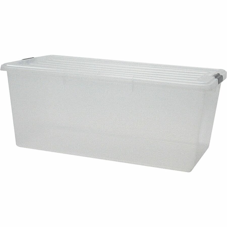 IRIS Clear Storage Boxes with Lids - External Dimensions: 31.5" Width x 17.8" Depth x 13" Height - 22.75 gal - Stackable - Polypropylene - Clear - For Multipurpose - 4 / Carton