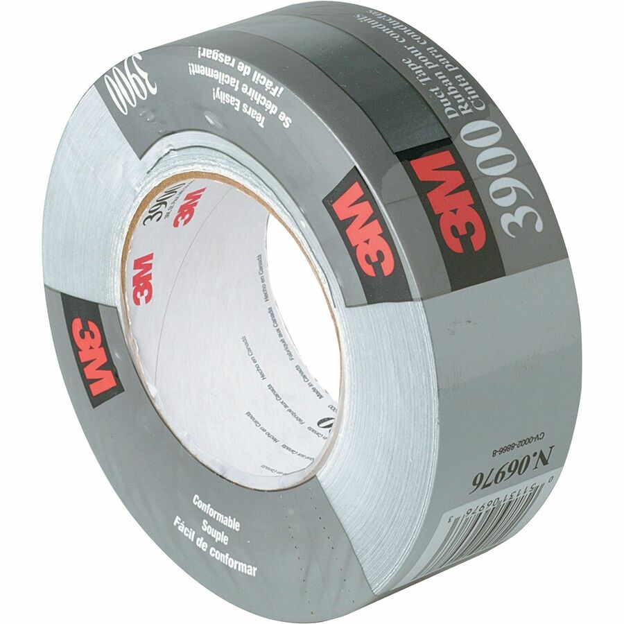 3M Multipurpose Utility-Grade Duct Tape - 60 yd Length x 1.88" Width x 7.6 mil Thickness - 3" Core - Silver - Polyethylene Coated Cloth Backing - For Wrapping, Sealing, Protecting - 1 Roll
