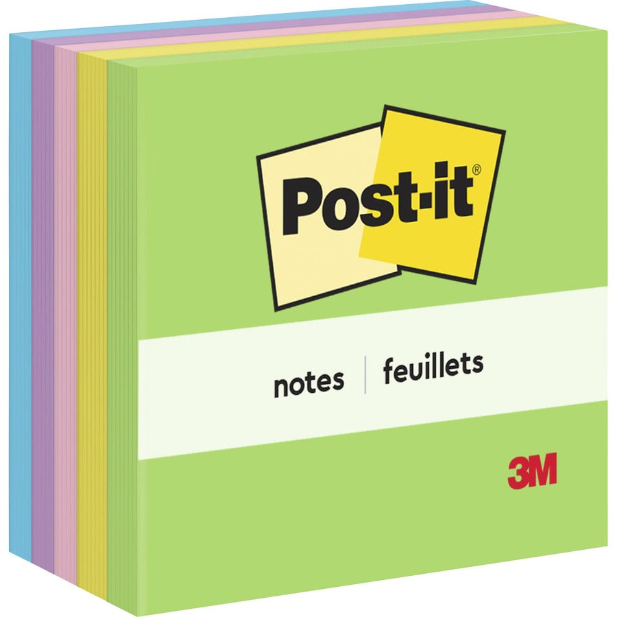 Post-it®, Notes - Floral Fantasy Color Collection - 500 - 3" Flag/Note Width x 3" Flag/Note Length - Square - 100 Sheets per Pad - Unruled - Limeade, Blue Paradise, Citron, Positively Pink, Iris Infusion - Paper - Self-adhesive, Repositionable - 1 Pack