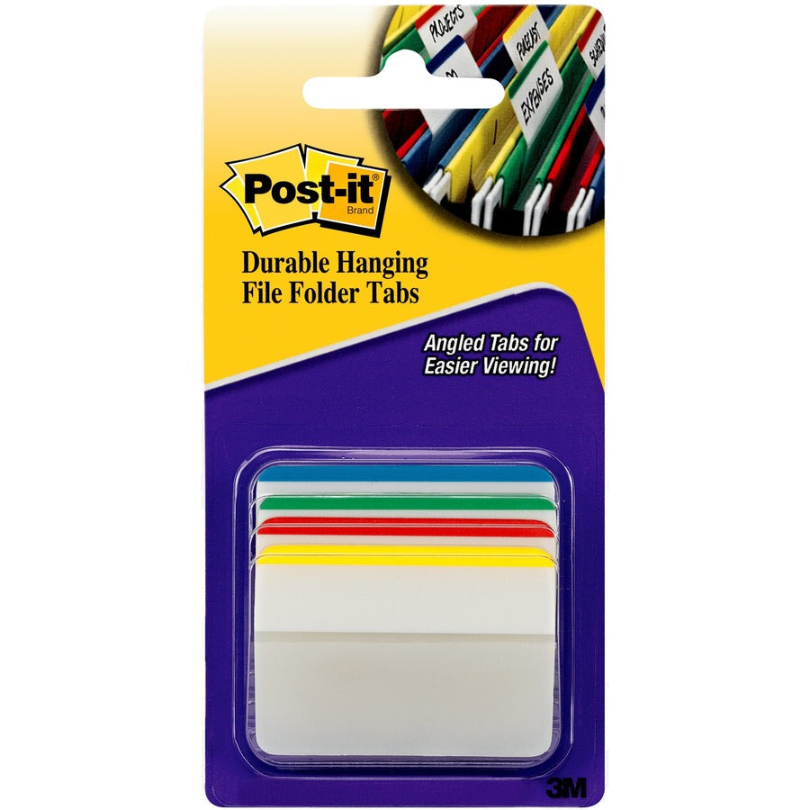 Post-it®, Durable Tabs - Write-on Tab(s) - 1.50" Tab Height x 2" Tab Width - Blue, Green, Red, Yellow Tab(s) - Repositionable - 1 Pack