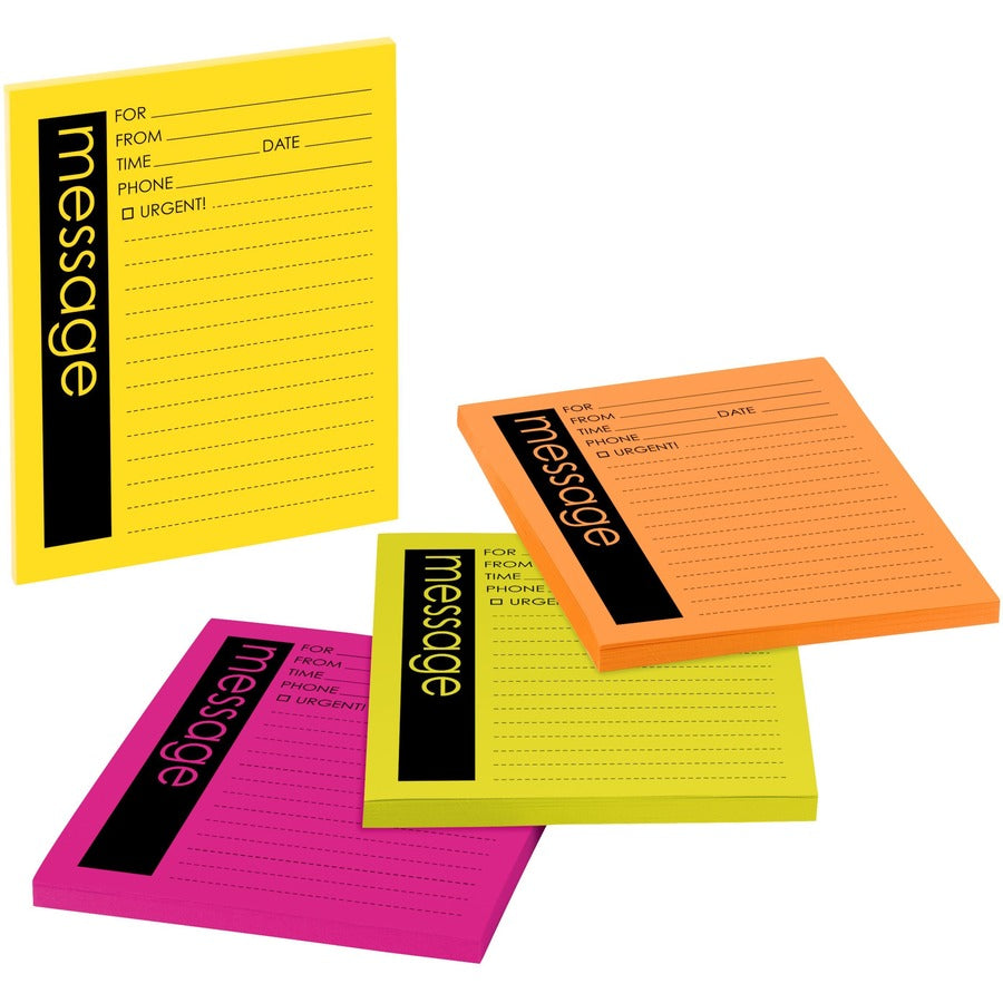 Post-it®, Important Message Note - 50 Sheet(s) - 5" x 4" Sheet Size - Yellow, Pink, Orange, Green - Assorted Sheet(s) - 1 Pack