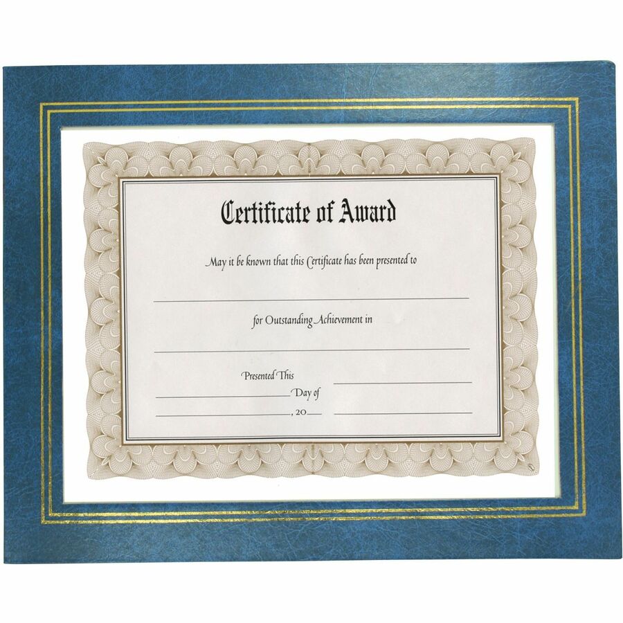 Golite nu-dell Flat Document Frames - Holds 11" x 8.50" Insert - Desktop - Horizontal, Vertical - Easel Back, Hanger - Leatherette - Blue - 2 / Pack