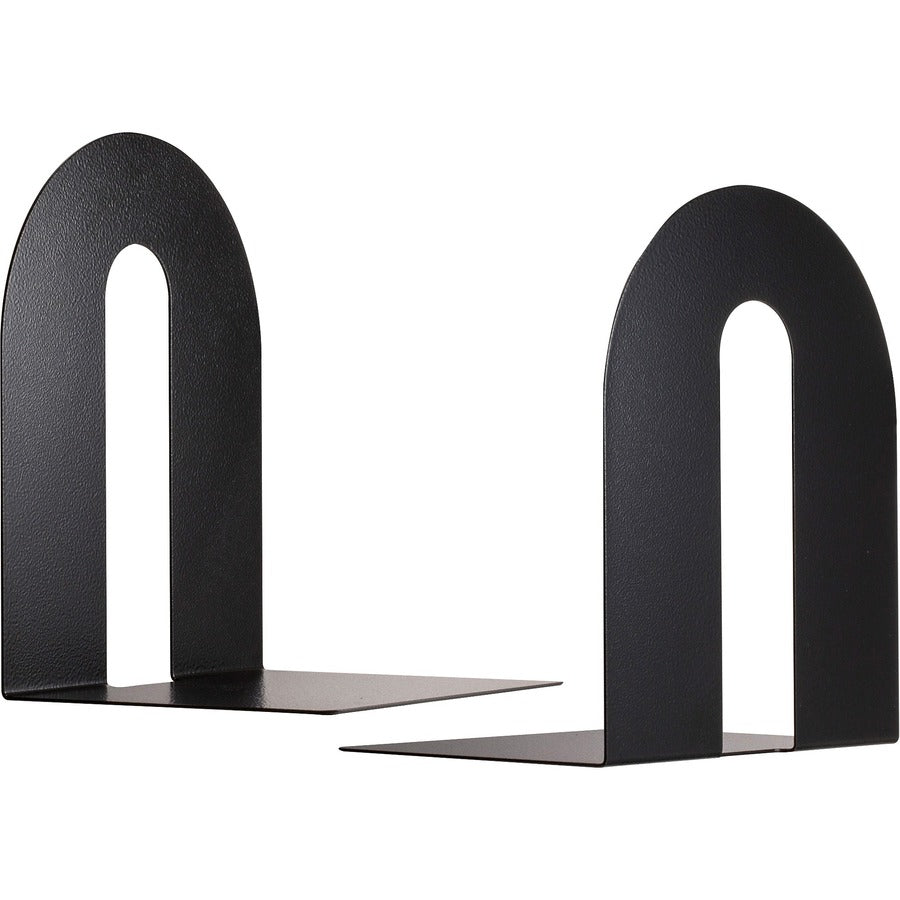 Officemate Heavy-Duty Bookends - 10" Height - Desktop - Non-skid Base, Chip Resistant, Non-slip, Scratch Resistant - Enamel - Black - Steel - 1 Pair