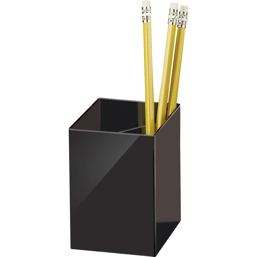 Officemate 3-Compartment Pencil Cup - 4" Height x 2.9" Width x 2.9" Depth - Black - 1 Each