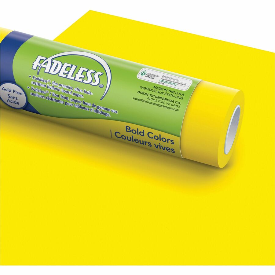 Fadeless Bulletin Board Art Paper - ClassRoom Project, Home Project, Office Project - 48" Width x 50 ft Length - Canary - 1 Roll