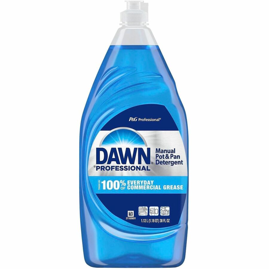 Dawn Manual Dishwashing Liquid - Liquid - 38 fl oz (1.2 quart) - Recommended For: Grease Remover, Soil Remover - Blue - 1 Bottle