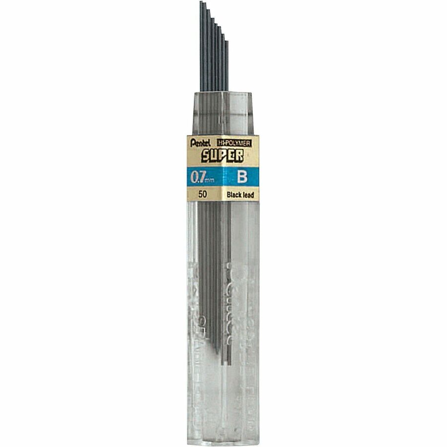 Pentel Super Hi-Polymer Leads - 0.7 mm , Medium Point - B - Black Lead - 12 / Tub