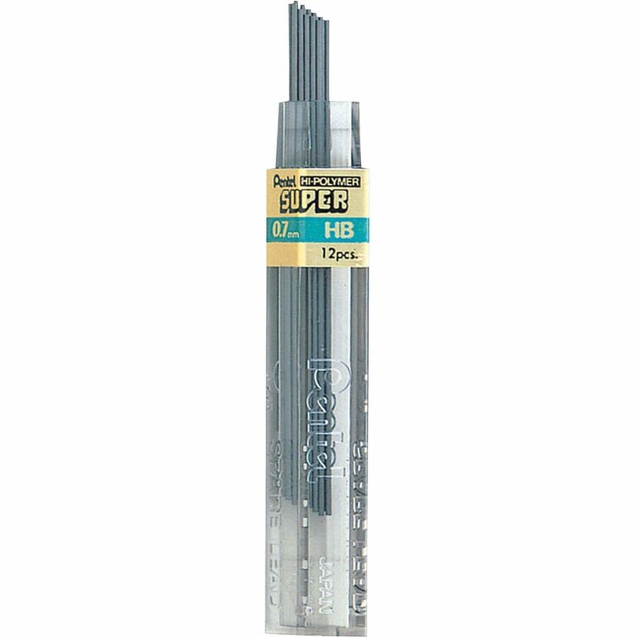 Pentel Super Hi-Polymer Leads - 0.7 mm , Medium Point - HB - Black Lead - 12 / Tub