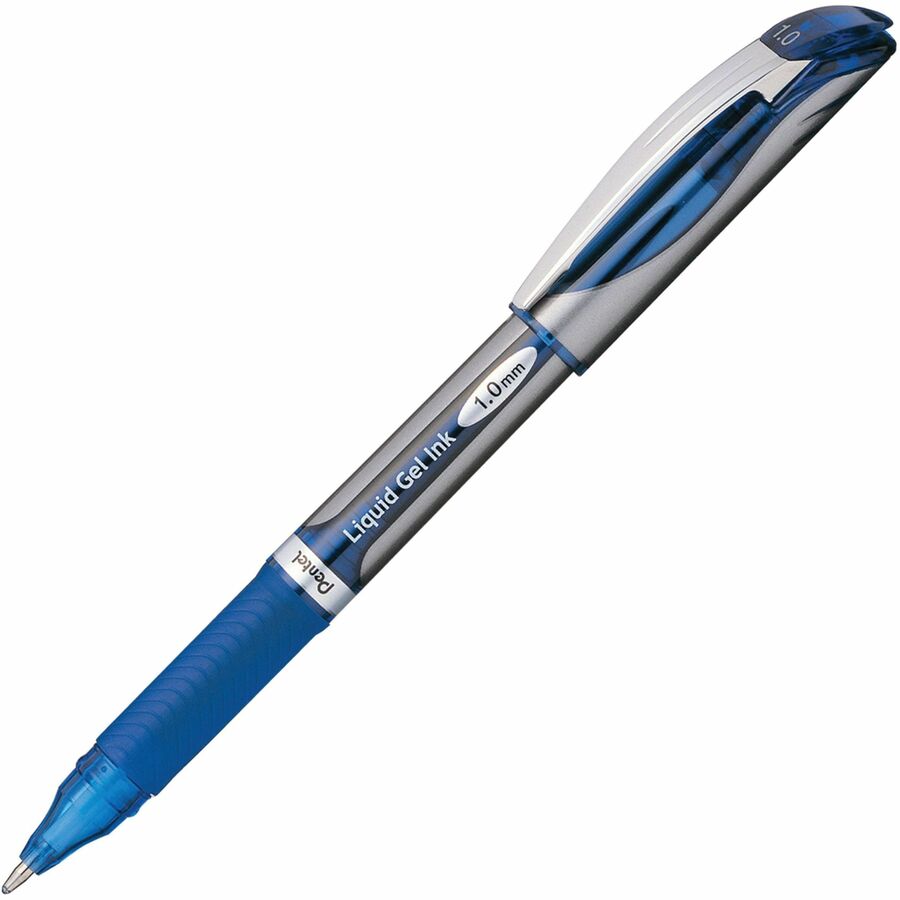 EnerGel EnerGel Deluxe Liquid Gel Pen - Refillable - Blue Ink - Gel-based - Silver Barrel - 1 Each