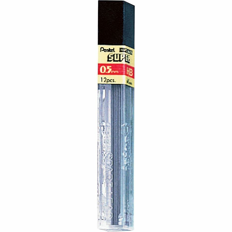 Pentel Super Hi-Polymer Leads - 0.5 mm , Fine Point - HB - Black Lead - 12 / Tub