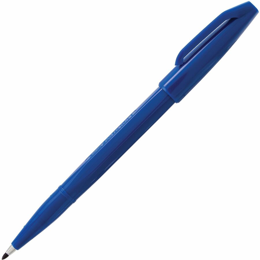 Pentel Fiber-tipped Sign Pens - Blue Ink - Water Based - Fiber Tip - 12 / Dozen