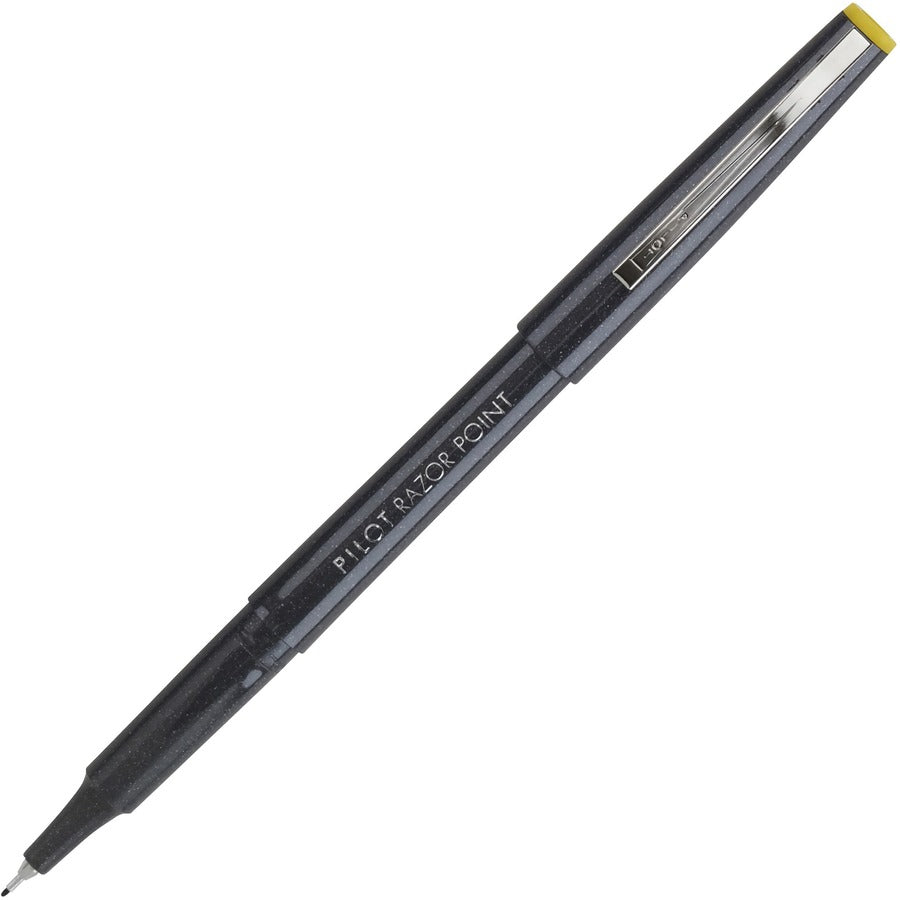 Pilot Marker Pens - Black Ink - Black Plastic Barrel - Metal Tip - Writing - 12 / Dozen