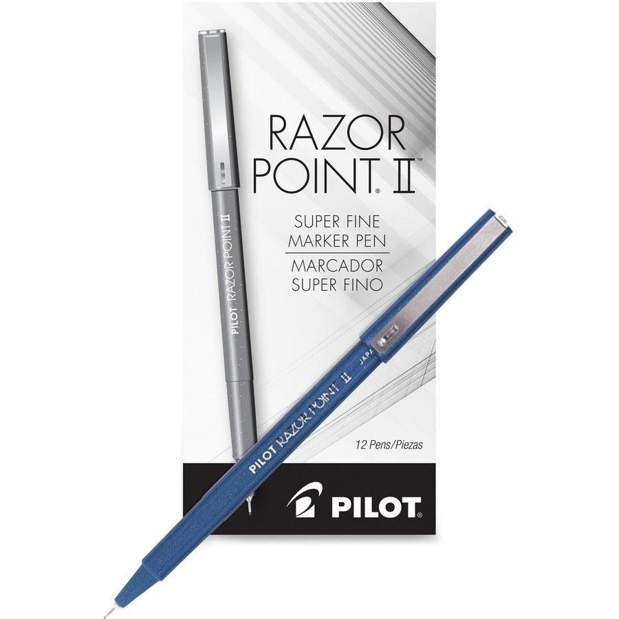 Pilot Marker Pens - Blue Ink - Blue Plastic Barrel - Writing - 12 / Dozen
