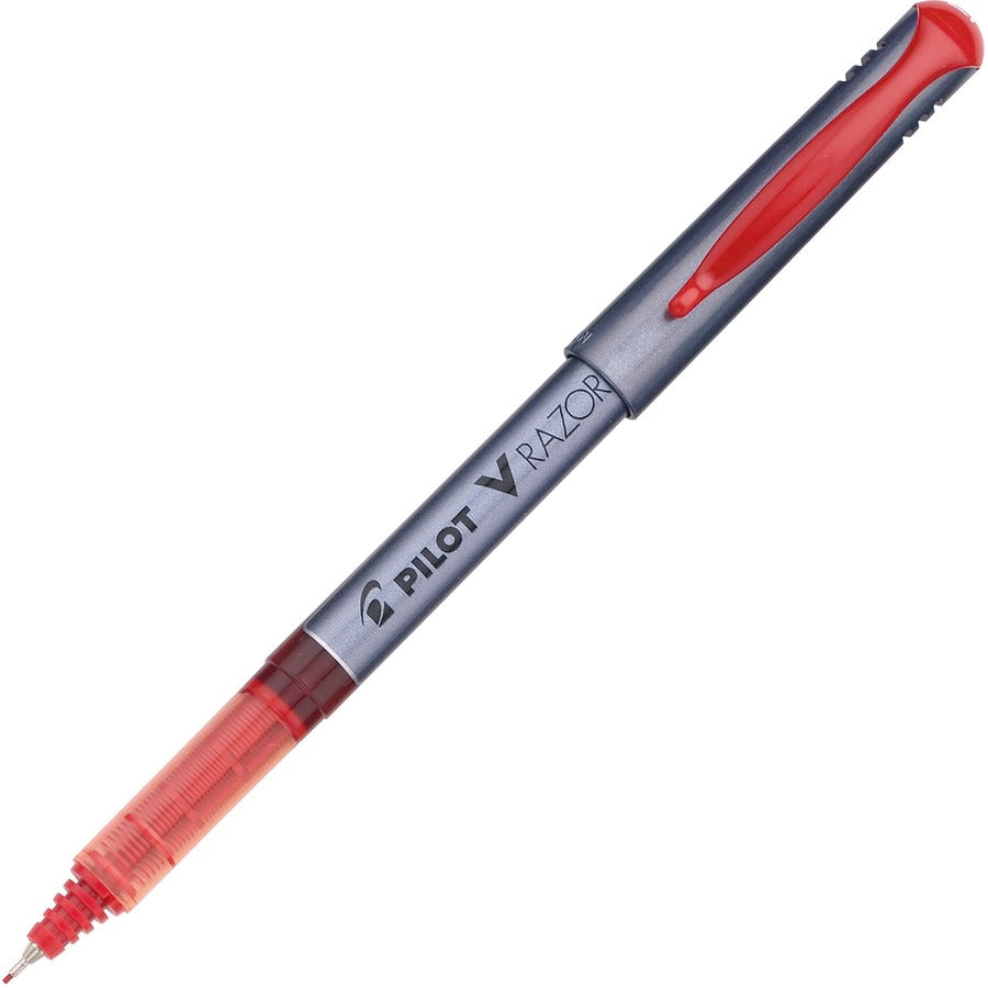 Pilot Marker Pens - Red Ink - Clear Plastic, Gray Barrel - Writing - 12 / Dozen