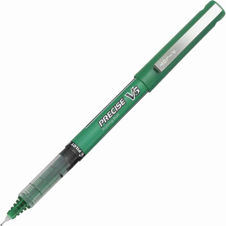 Pilot Precise V5 Extra-Fine Premium Capped Rolling Ball Pens - Green Ink - Green Plastic Barrel - Writing - 12 / Dozen