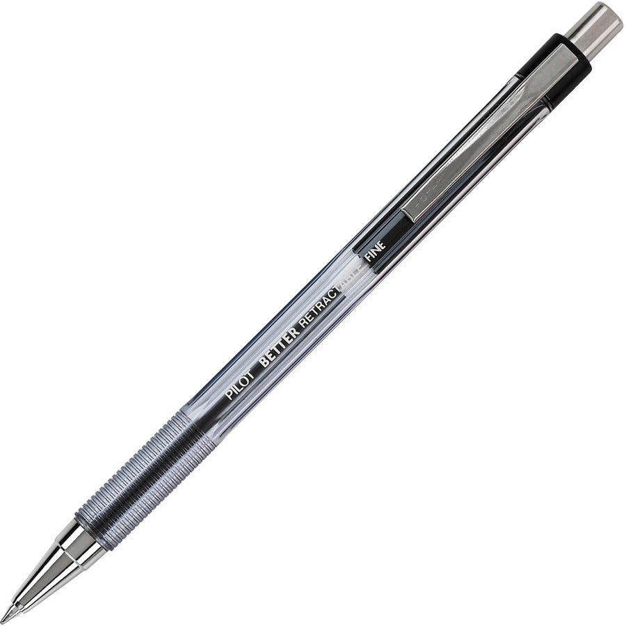 Pilot Better Retractable Ballpoint Pens - Refillable - Retractable - Black Ink - Translucent Barrel - 12 / Dozen
