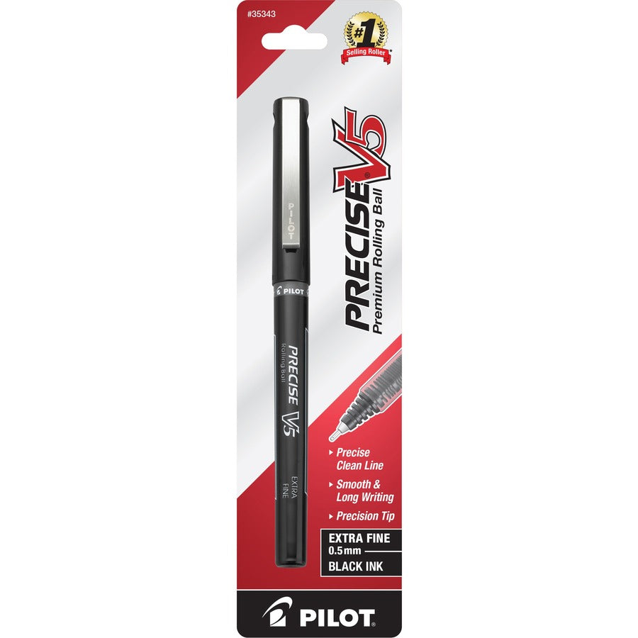 Pilot Precise V5 Premium Rolling Ball Pen - Black Ink - Black Barrel - 1 Pack