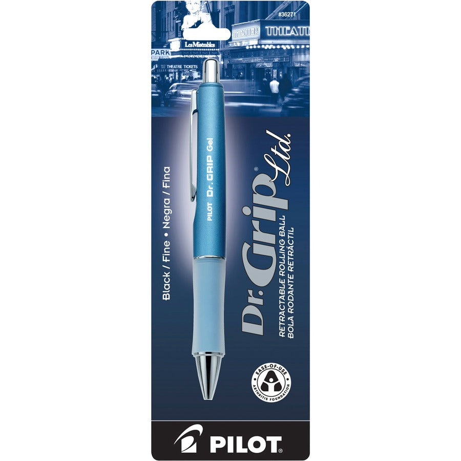 Pilot Dr. Grip Retractable Gel Rollerball Pens - Refillable - Retractable - Black Ink - Gel-based - Ice Blue Barrel - 1 Pack
