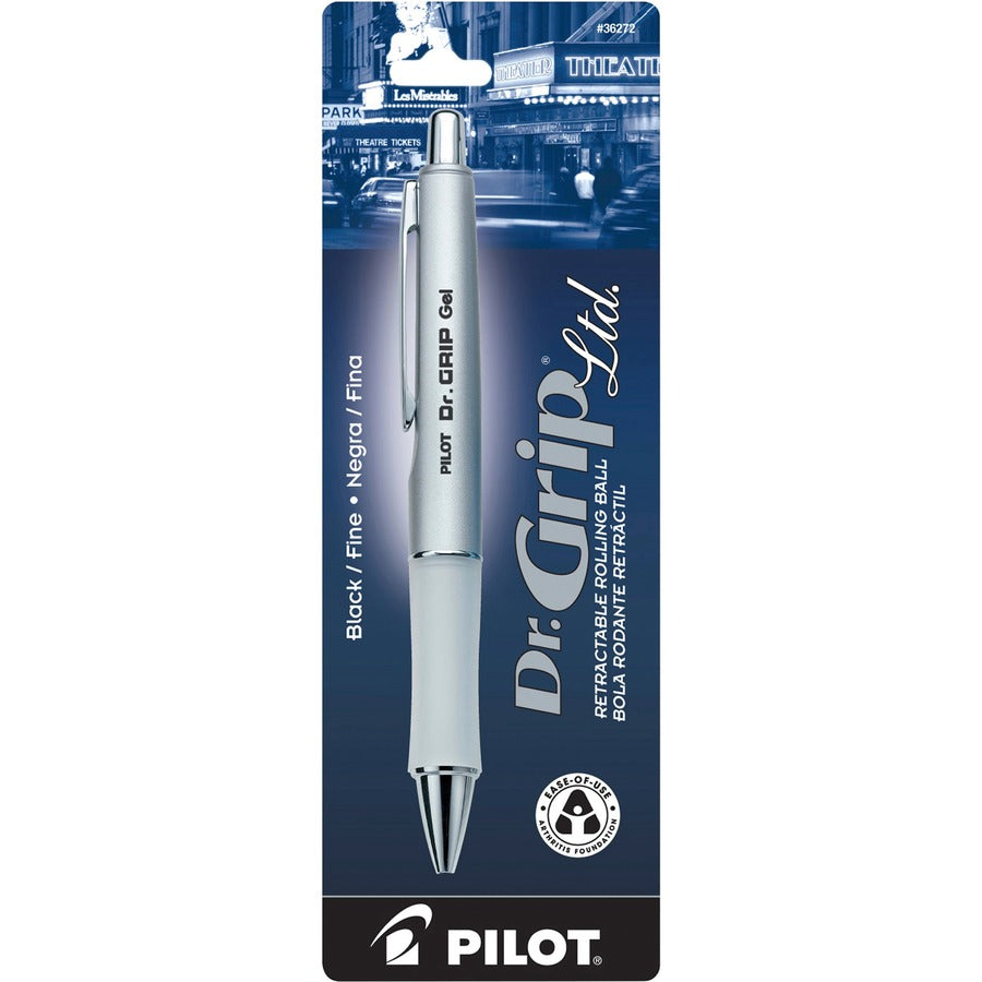 Pilot Dr. Grip Retractable Gel Rollerball Pens - Refillable - Retractable - Black Ink - Gel-based - Platinum Barrel - 1 Each
