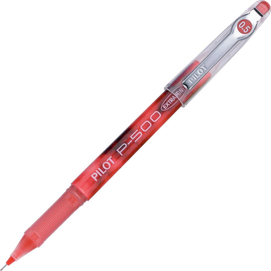Pilot Precise P-500 Precision Point Extra-Fine Capped Gel Rolling Ball Pens - Red Ink - Gel-based - Red Barrel - 12 / Dozen