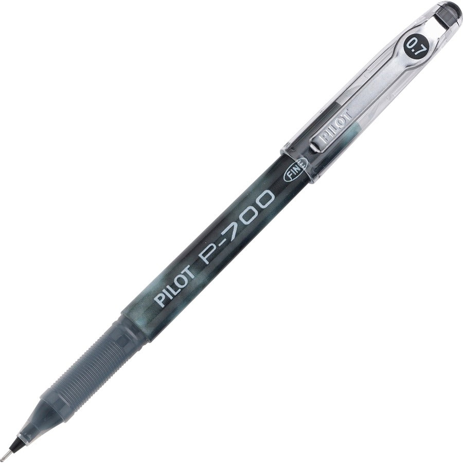 Pilot Precise P-700 Precision Point Fine Capped Gel Rolling Ball Pens - Black Ink - Gel-based - Black Barrel - 12 / Dozen