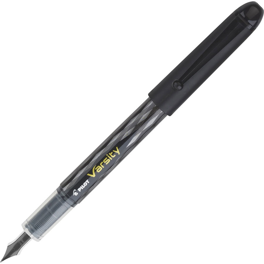 Pilot Varsity Disposable Fountain Pens - Black Ink - Silver, Black Barrel - 1 Each