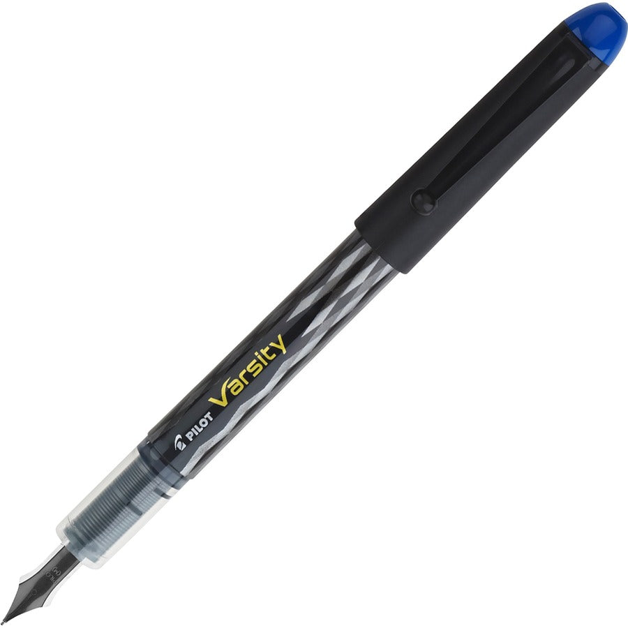 Pilot Varsity Disposable Fountain Pens - Blue Ink - Silver, Black Barrel - 1 Each