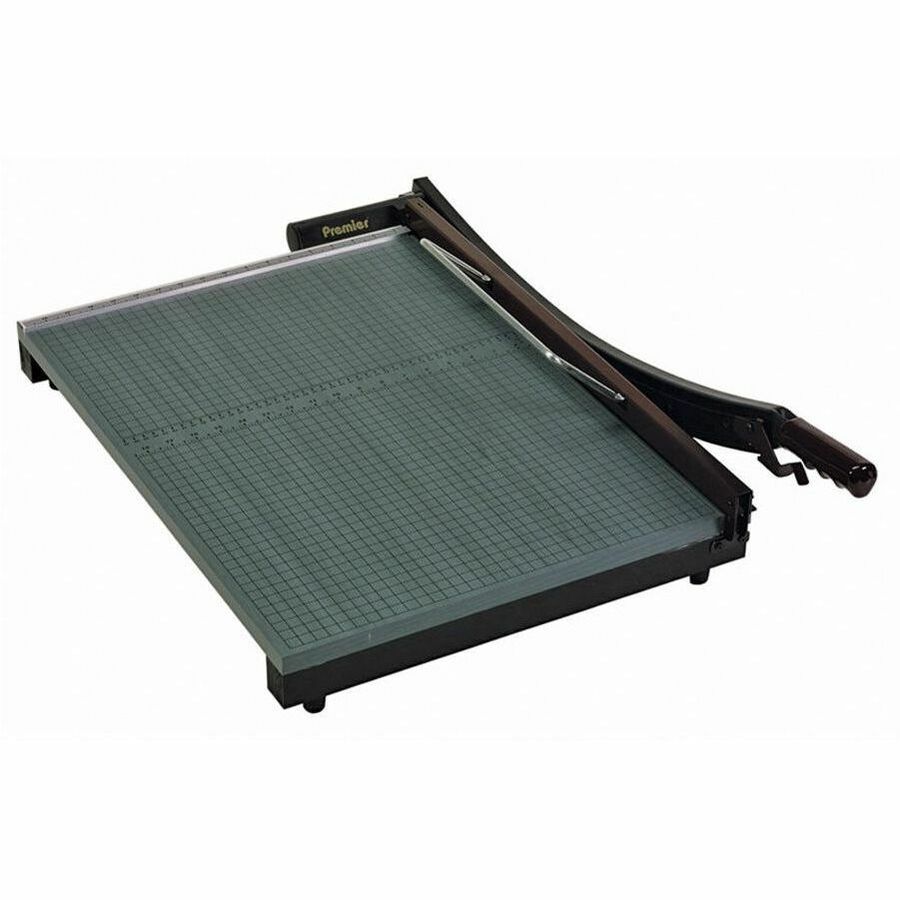 Premier Stakcut Paper Trimmers - 30 Sheet Cutting Capacity - 1 Steel Blade - 24" Cutting Length - 0.7" Height x 19" Width x 24" Depth - Self-sharpening, Locking Blade, Non-slip Rubber Feet - Wood - Green - 1 Each